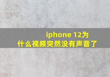 iphone 12为什么视频突然没有声音了